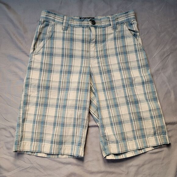 Vintage 90s Columbia youth blue & grey plaid shorts - size 10, made in India - Picture 1 of 9